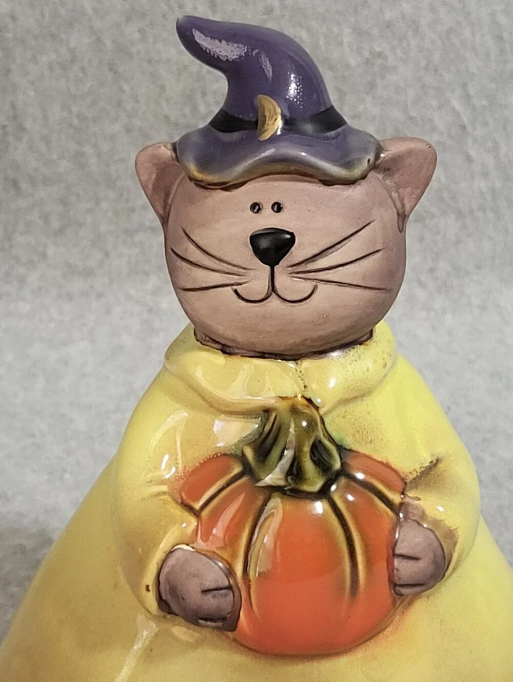 Vtg Tii Collections Witch Halloween Cat with Pumpkin Hat Ceramic Figurine Retro